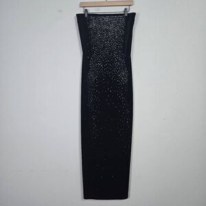 VTG Scott McClintock Womens Embellished Velvet Maxi Dress Sz 12 Black Vamp Glam